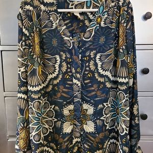 Boho Print Flowy Blouse